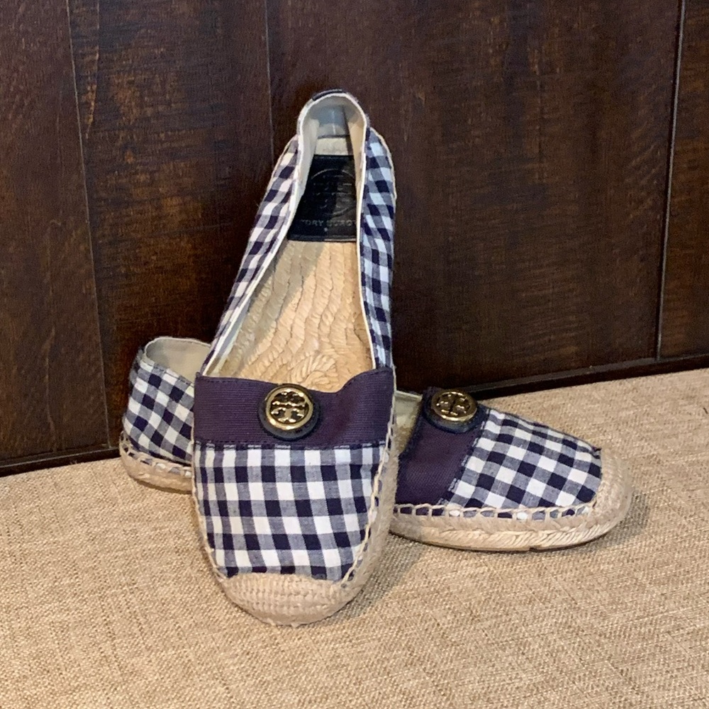 Tory Burch Espadrille-Gingham Beacher Flats